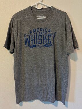 Rural Cloth Mens XL America We Grow Whiskey Graphic Tee Shirt Heather Gray